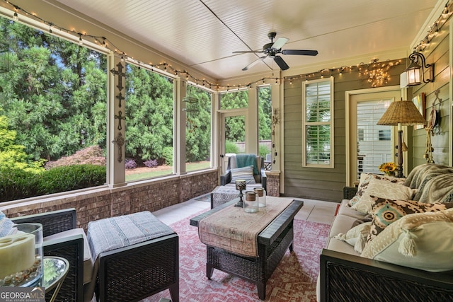 452 Rockford Pass, Marietta, GA 30064 - sunroom / solarium featuring an outdoor living space, ceiling fan, and plenty of natural light