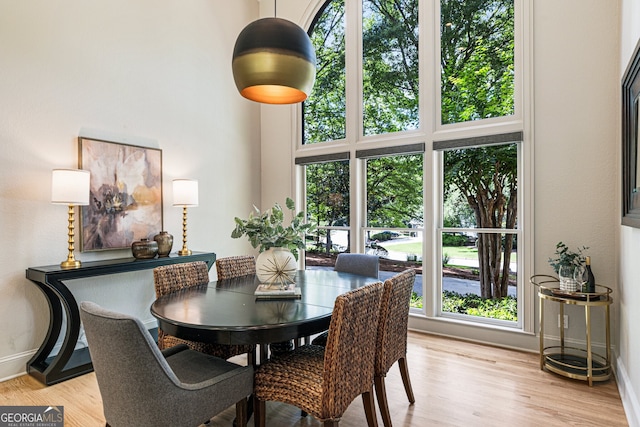 625 Wynfield Ct, Roswell, GA 30076 - dining space with light wood-style flooring and baseboards