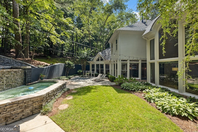 625 Wynfield Ct, Roswell, GA 30076 - view of yard featuring an outdoor hot tub and a patio area