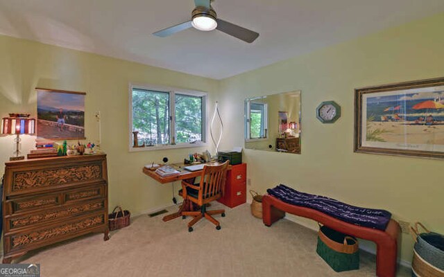 212 Windjammer Dr, Hiawassee, GA 30546 - office featuring a ceiling fan and carpet floors