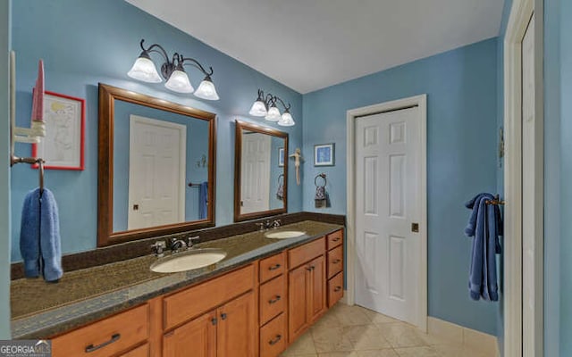 212 Windjammer Dr, Hiawassee, GA 30546 - bathroom with double vanity and tile patterned floors