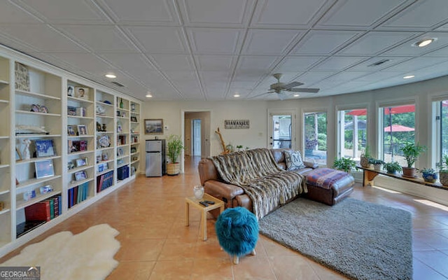 212 Windjammer Dr, Hiawassee, GA 30546 - tiled living room featuring plenty of natural light, recessed lighting, and ceiling fan