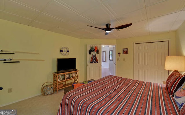 212 Windjammer Dr, Hiawassee, GA 30546 - bedroom with carpet flooring, a closet, and a ceiling fan