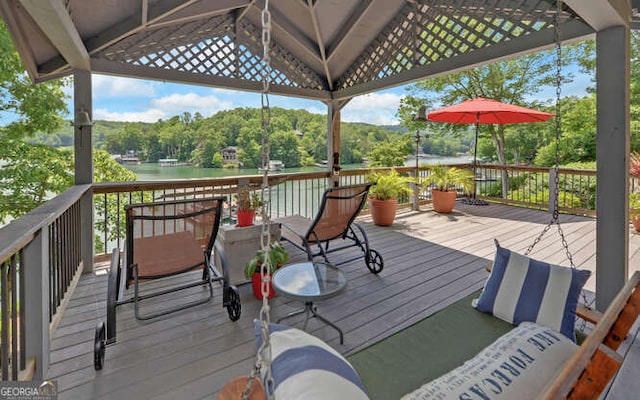 212 Windjammer Dr, Hiawassee, GA 30546 - wooden deck with a water view