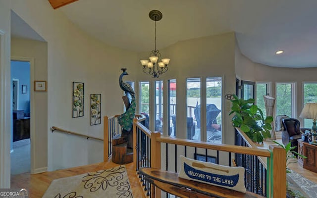 212 Windjammer Dr, Hiawassee, GA 30546 - entrance foyer featuring a chandelier, recessed lighting, and light wood finished floors