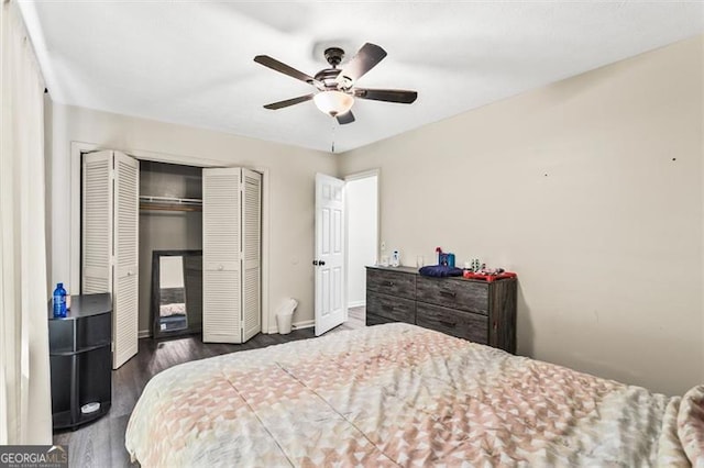 4146 Monclair, Columbus, GA 31907 - bedroom featuring a closet, wood finished floors, and ceiling fan