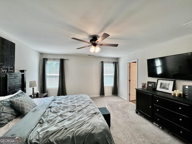 312 Indian River Dr, Jefferson, GA 30549 - bedroom with light colored carpet and a ceiling fan