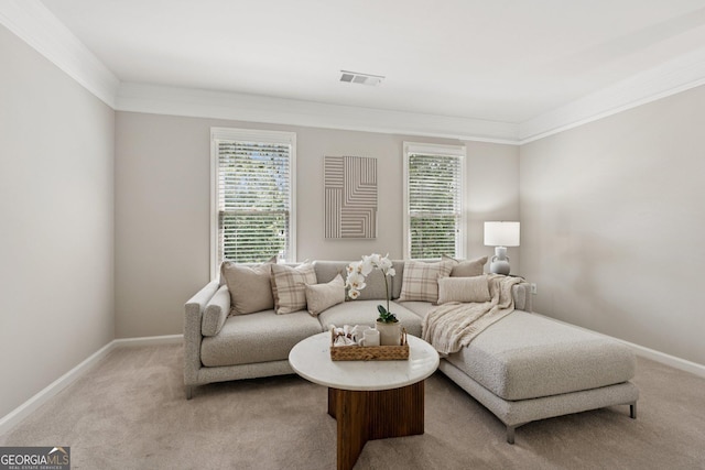 665 Greenview Ter, Milton, GA 30004 - living room featuring healthy amount of natural light, crown molding, and light carpet