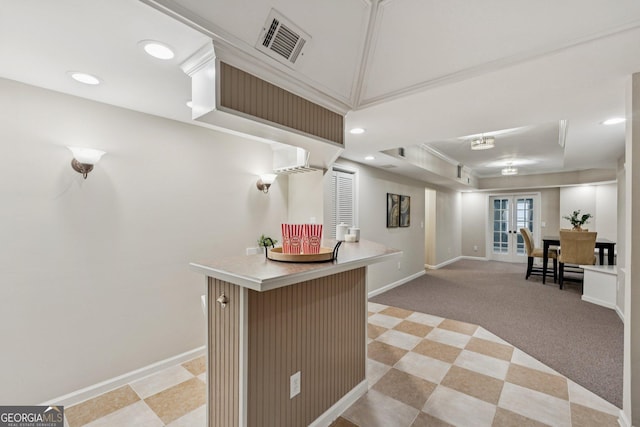 665 Greenview Ter, Milton, GA 30004 - hallway with light colored carpet, recessed lighting, and crown molding