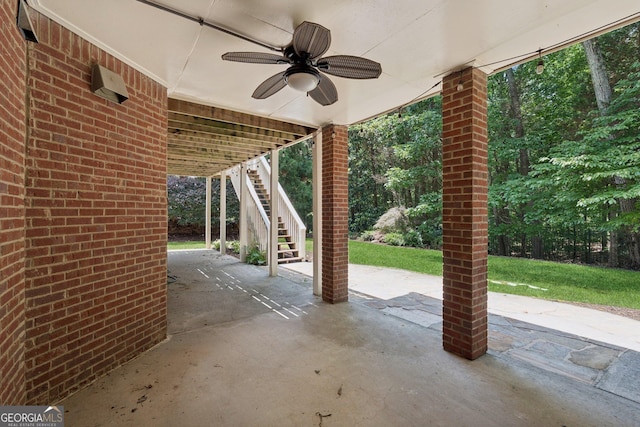 665 Greenview Ter, Milton, GA 30004 - view of patio featuring stairs and ceiling fan