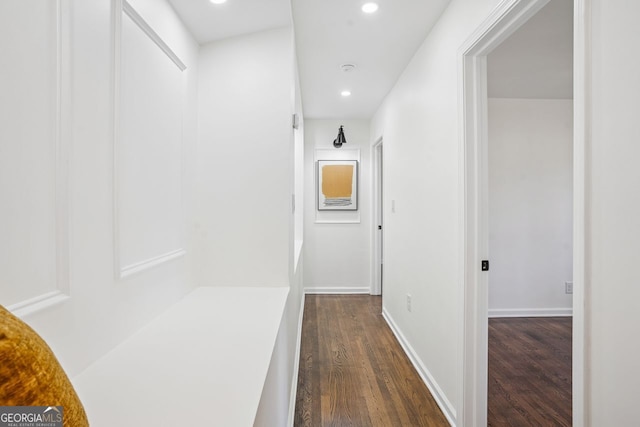 335 Amberidge, Atlanta, GA 30328 - hall with dark wood-style flooring and recessed lighting
