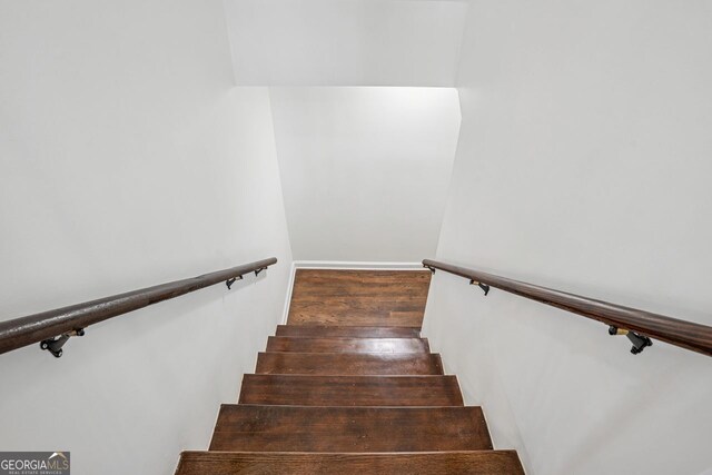 335 Amberidge, Atlanta, GA 30328 - stairs featuring wood finished floors
