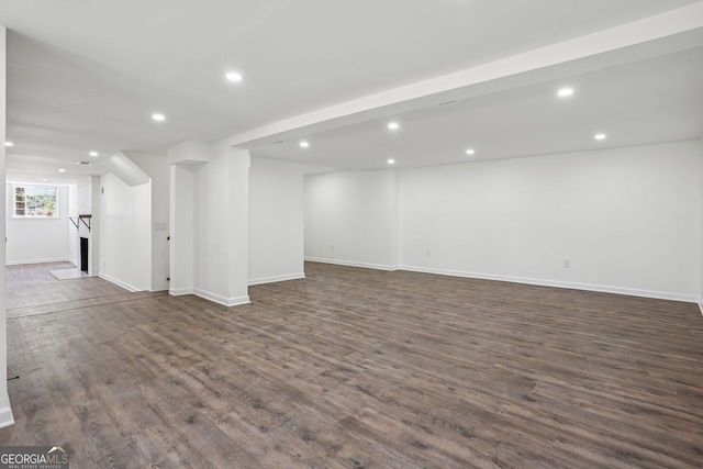 335 Amberidge, Atlanta, GA 30328 - basement featuring dark wood-type flooring and recessed lighting