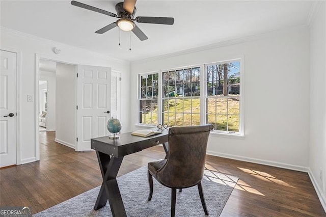 335 Amberidge, Atlanta, GA 30328 - office with crown molding, wood finished floors, and ceiling fan