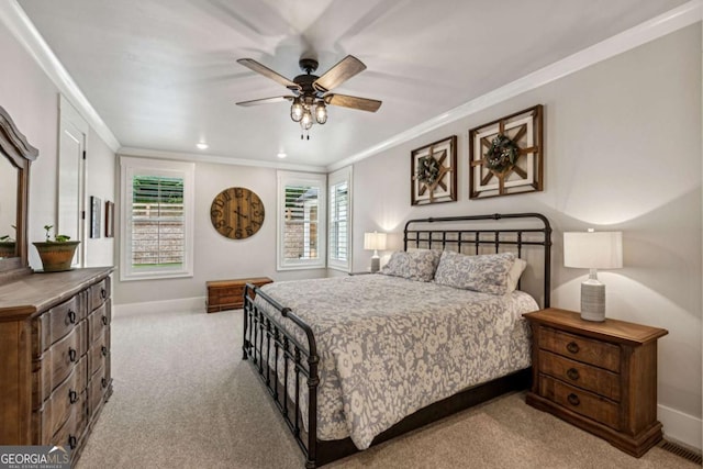 6326 Point Twenty Two, Gainesville, GA 30506 - bedroom featuring ornamental molding, carpet floors, a ceiling fan, and recessed lighting