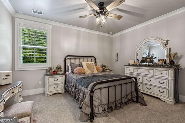 6326 Point Twenty Two, Gainesville, GA 30506 - bedroom with carpet floors, ornamental molding, and a ceiling fan