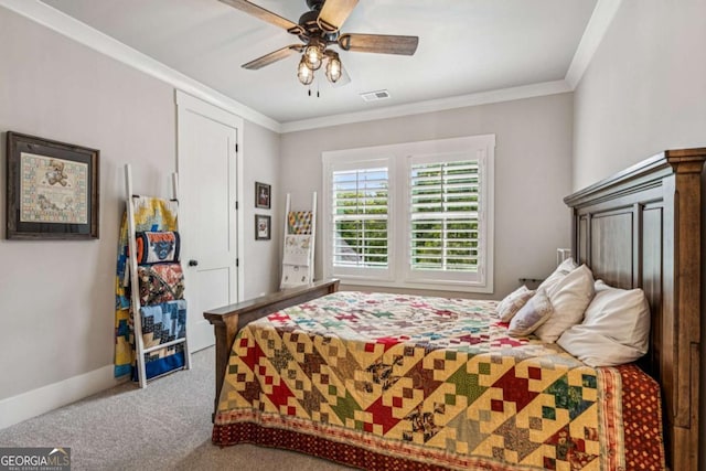 6326 Point Twenty Two, Gainesville, GA 30506 - bedroom featuring carpet flooring, crown molding, and a ceiling fan