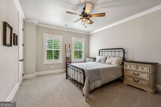 6326 Point Twenty Two, Gainesville, GA 30506 - bedroom with carpet flooring, crown molding, and ceiling fan