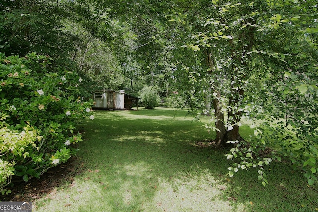 350 Laurel Ln, Lagrange, GA 30241 - view of green lawn featuring a shed