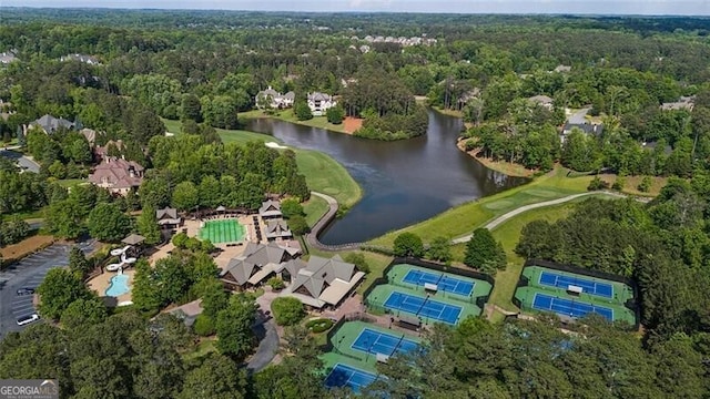 4634 Whitestone Way, Suwanee, GA 30024 - aerial view of property and surrounding area with a nearby body of water and a golf course