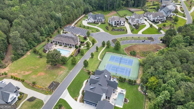 4445 Pebble Rock Dr, Cumming, GA 30041 - aerial view of property's location featuring nearby suburban area and a forest