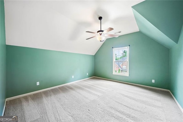 205 Camden Creek Ct, Lawrenceville, GA 30043 - additional living space featuring carpet floors, vaulted ceiling, and a ceiling fan