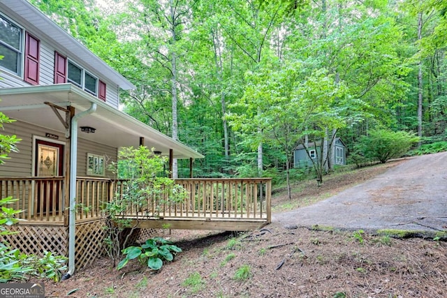 215 Souther Meadow Dr, Blairsville, GA 30512 - view of yard with a shed and a forest view