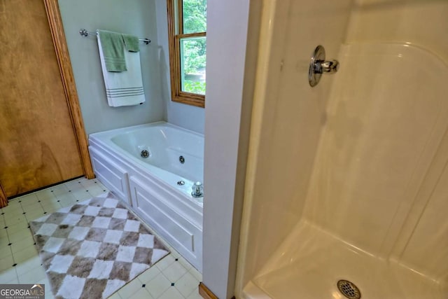 215 Souther Meadow Dr, Blairsville, GA 30512 - bathroom with a shower stall, a whirlpool tub, and tile patterned floors