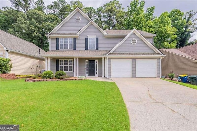 4271 Brighton Way NW, Kennesaw, GA 30144 - traditional-style house featuring a front lawn, a garage, and driveway