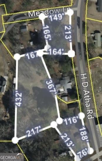 2659 H D Atha Rd, Monroe, GA 30655 - aerial map of property and surrounding area featuring property boundaries highlighted