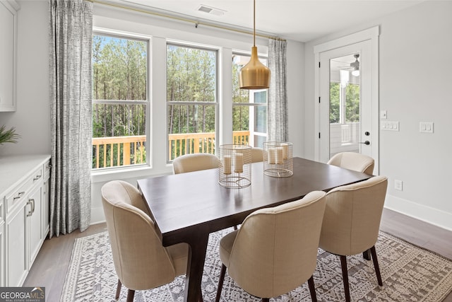 608 Southland Pass, Canton, GA 30115 - dining space with light wood-type flooring and ceiling fan