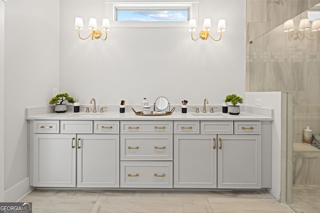 608 Southland Pass, Canton, GA 30115 - full bath featuring double vanity and tiled shower
