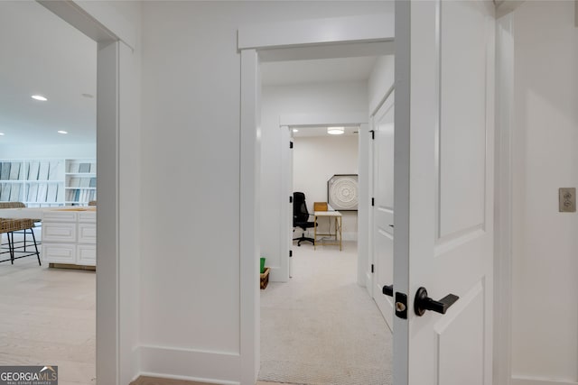 608 Southland Pass, Canton, GA 30115 - hall with an office area, recessed lighting, and light colored carpet