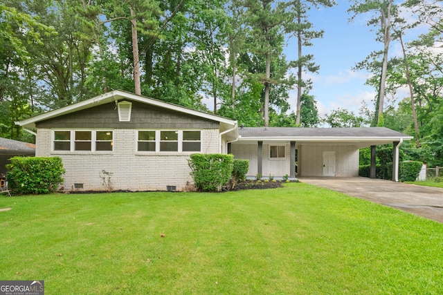 3222 Edgemont Way, Decatur, GA 30032 - view of front of home featuring driveway, a carport, a front lawn, and crawl space