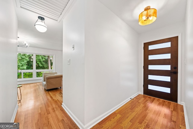 3222 Edgemont Way, Decatur, GA 30032 - foyer with light wood-type flooring and a chandelier