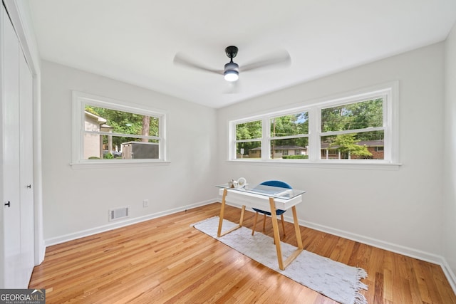 3222 Edgemont Way, Decatur, GA 30032 - home office with ceiling fan and wood finished floors