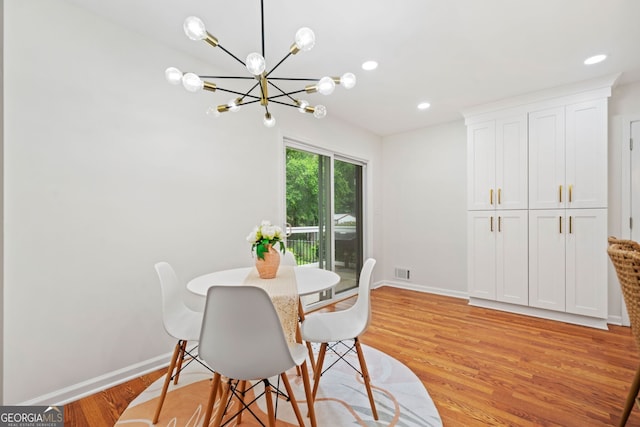 3222 Edgemont Way, Decatur, GA 30032 - dining room featuring a chandelier, light wood-style flooring, and recessed lighting