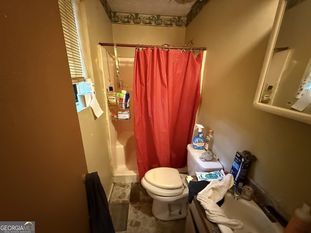 6884 Red Maple Ct, Rex, GA 30273 - full bathroom with toilet and curtained shower