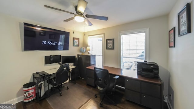 180 Mountain Path, Rockmart, GA 30153 - office featuring ceiling fan and wood finished floors