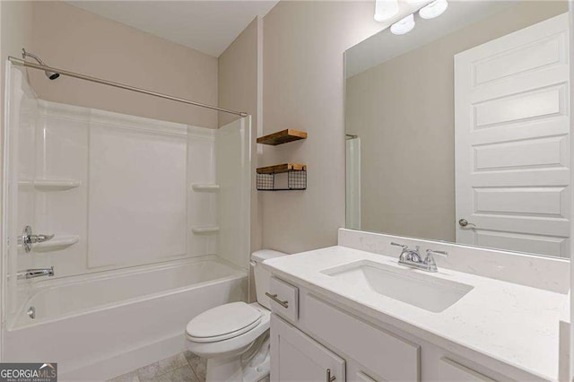 150 Whitworth Dr, Locust Grove, GA 30248 - bathroom featuring vanity, bathing tub / shower combination, and tile patterned floors