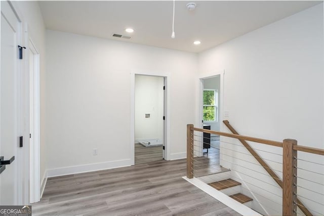 2312 Herring, Atlanta, GA 30311 - hallway with an upstairs landing, light wood-type flooring, and recessed lighting