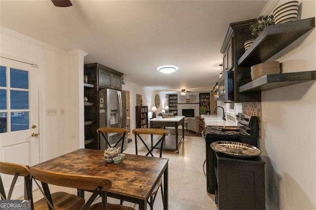 160 Edgewood Dr, Athens, GA 30606 - dining room with a fireplace and ornamental molding