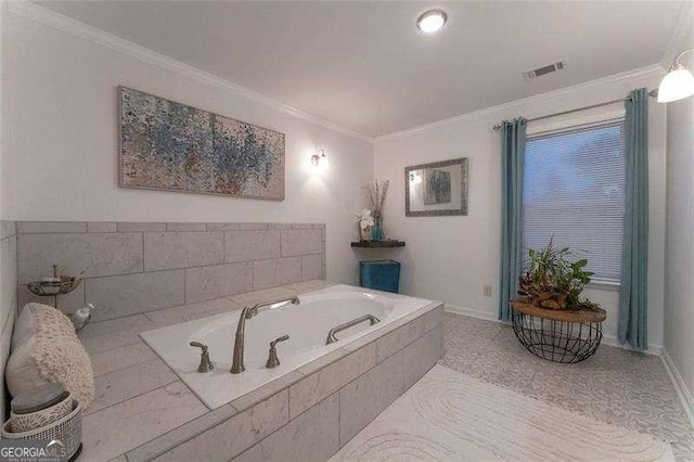 160 Edgewood Dr, Athens, GA 30606 - bathroom with ornamental molding and a bath