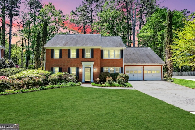 2830 Scottish Mill Way, Marietta, GA 30068 - colonial-style house featuring an attached garage, concrete driveway, and brick siding