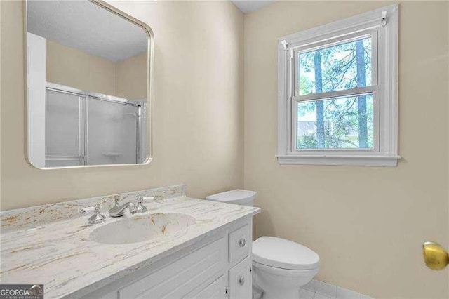 2830 Scottish Mill Way, Marietta, GA 30068 - bathroom with vanity, an enclosed shower, and tile patterned floors