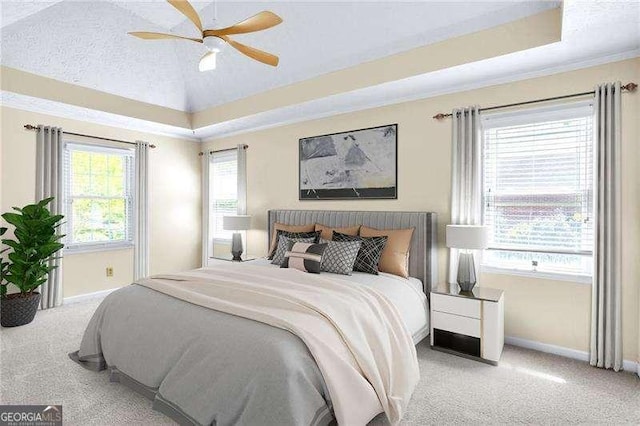 2830 Scottish Mill Way, Marietta, GA 30068 - carpeted bedroom featuring a ceiling fan, a raised ceiling, and crown molding