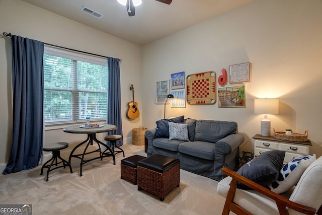 1221 Deer Trl, Bishop, GA 30621 - living room featuring light carpet and ceiling fan
