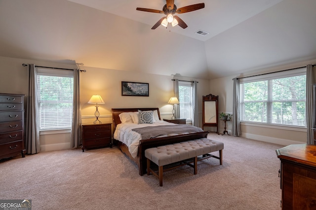 1221 Deer Trl, Bishop, GA 30621 - carpeted bedroom with vaulted ceiling and ceiling fan