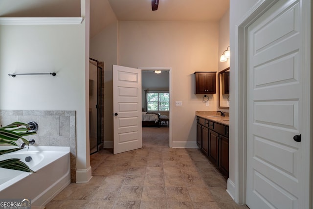 1221 Deer Trl, Bishop, GA 30621 - full bathroom featuring vanity, a garden tub, a stall shower, and ensuite bath