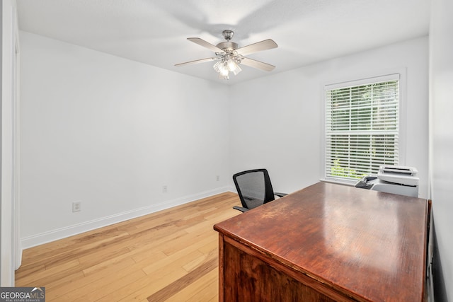 456 Timber Ct, Clarkesville, GA 30523 - office with a ceiling fan and wood finished floors